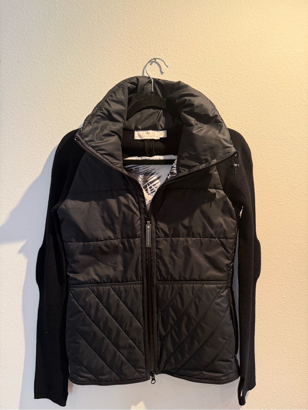 Adidas by Stella McCartney Black Quilted Hybrid Jacket Hooded Gorpcore XS